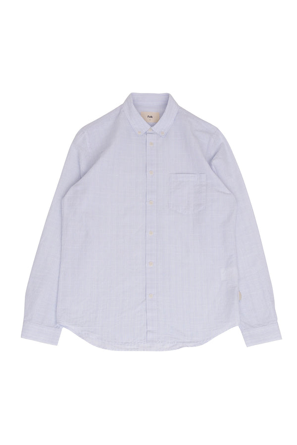 folk Relaxed Fit Shirt - Blue Microstripe Slub