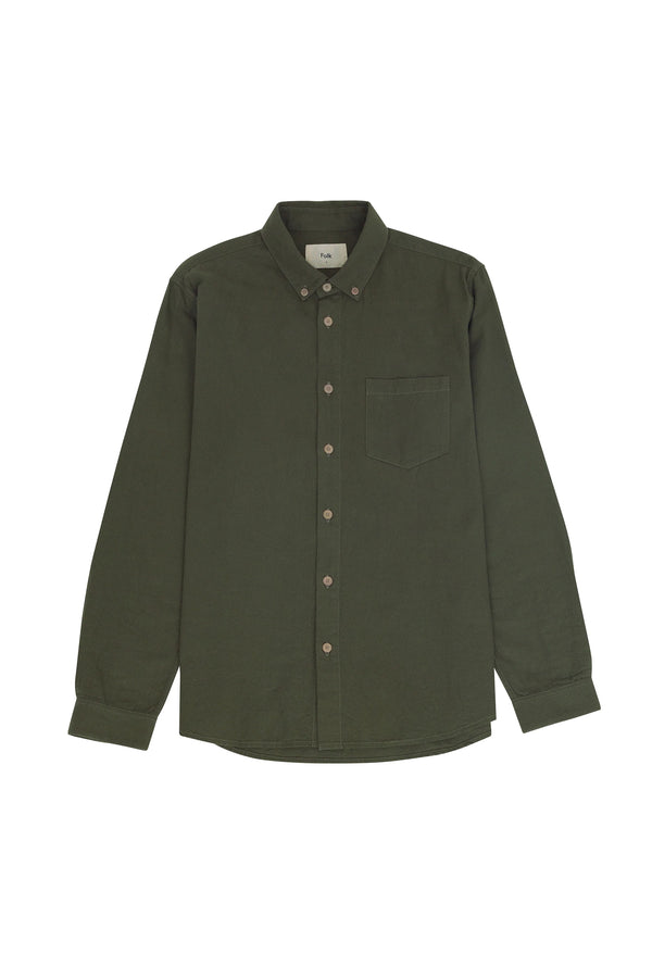 folk Relaxed Fit Shirt - Dark Sage Flannel