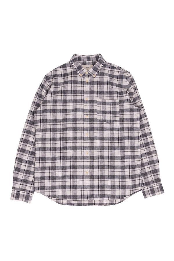 folk Relaxed Fit Shirt - Ecru Black Check