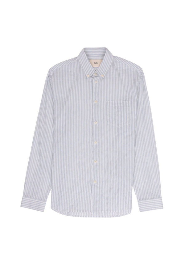 folk Relaxed Fit Shirt - Ice Blue Textured Stripe