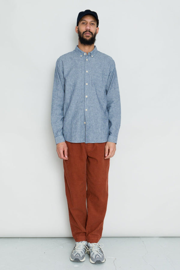 Folk Relaxed Fit Shirt - Indigo Linen Stripe