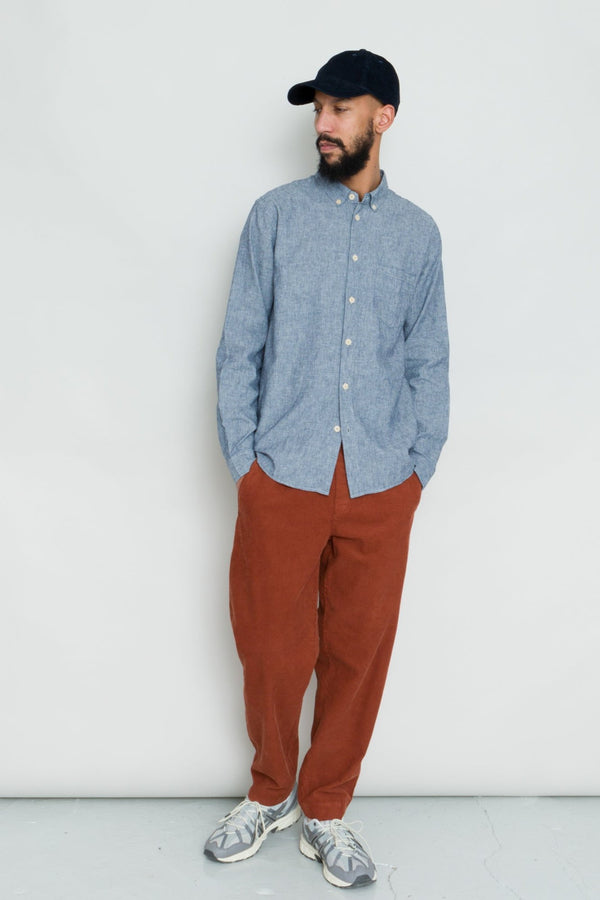 Folk Relaxed Fit Shirt - Indigo Linen Stripe
