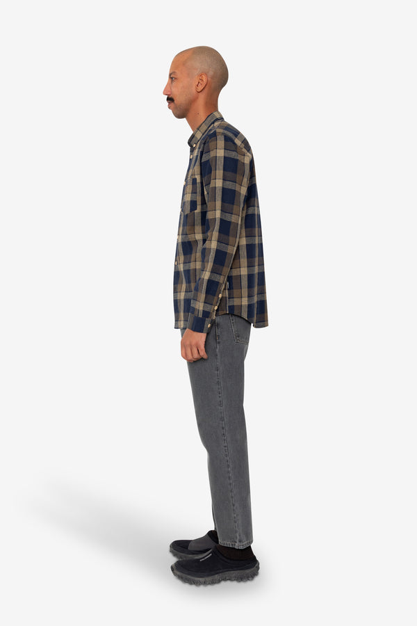 Folk Relaxed Fit Shirt - Navy Olive Check