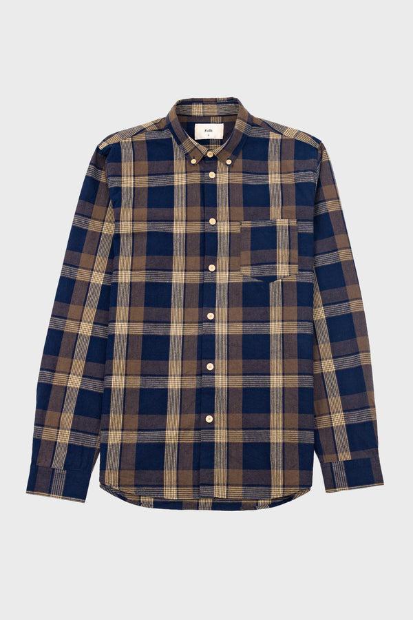 folk Relaxed Fit Shirt - Navy Olive Check