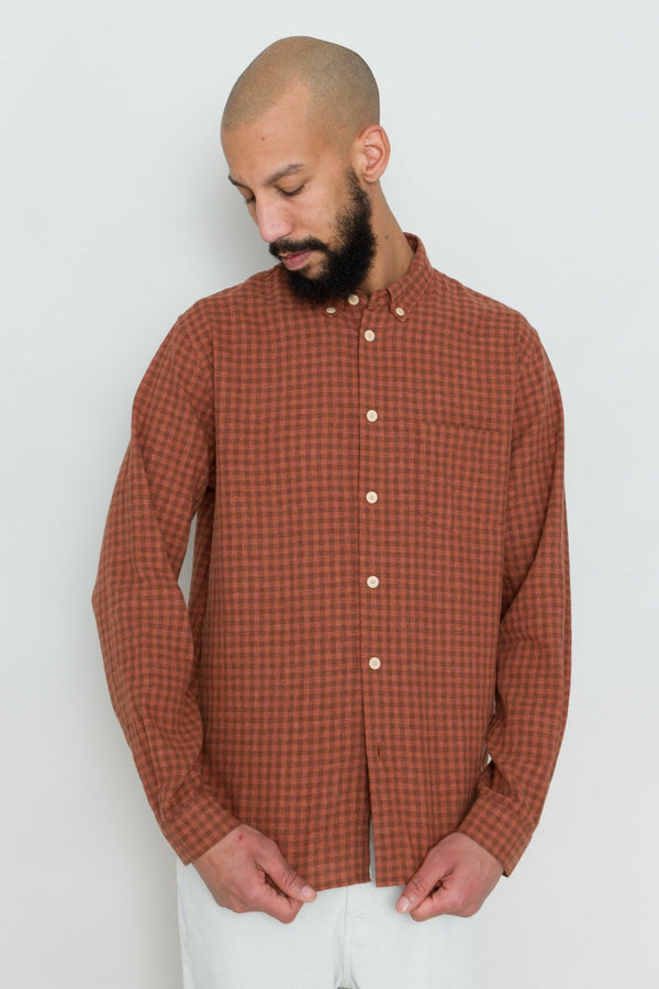 Folk Relaxed Fit Shirt - Rust Gingham