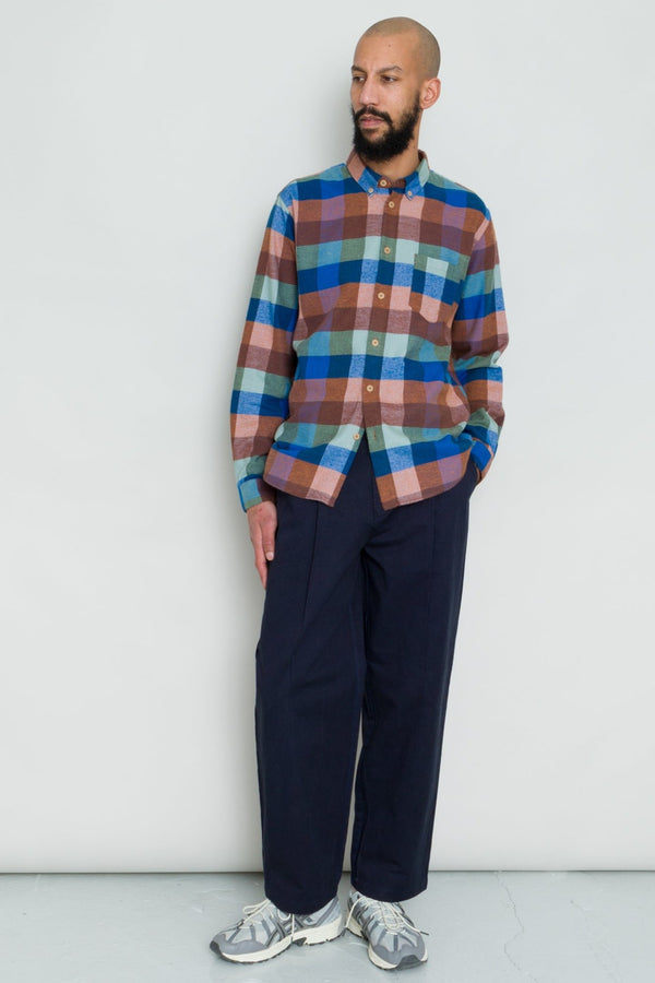 Folk Relaxed Fit Shirt - Rust Navy Mix