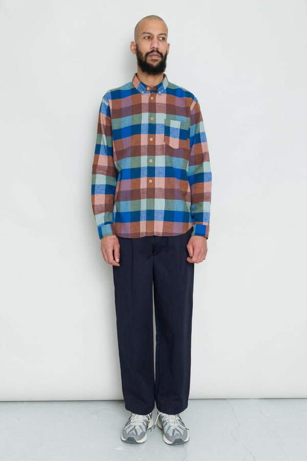 Folk Relaxed Fit Shirt - Rust Navy Mix