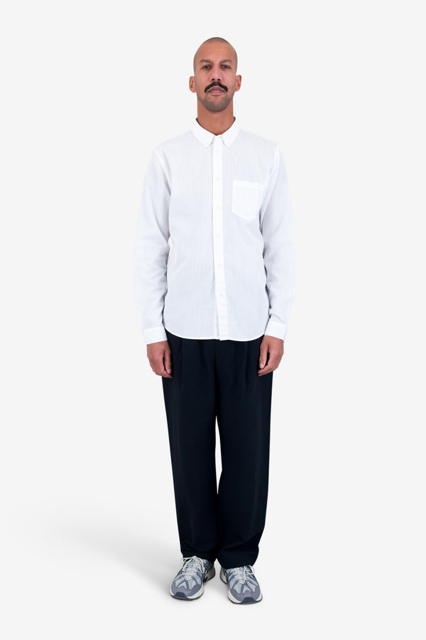 Folk Relaxed Fit Shirt - White Fine Stripe