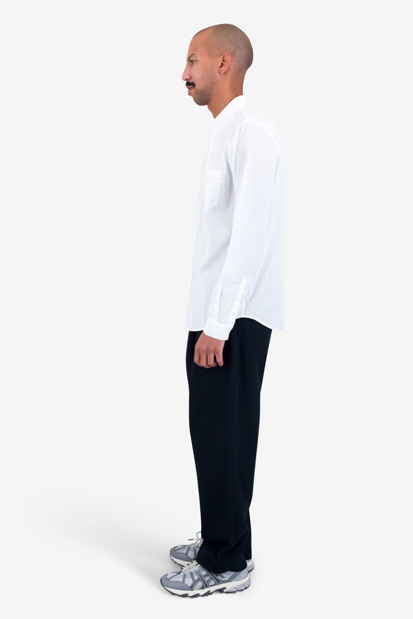 Folk Relaxed Fit Shirt - White Fine Stripe