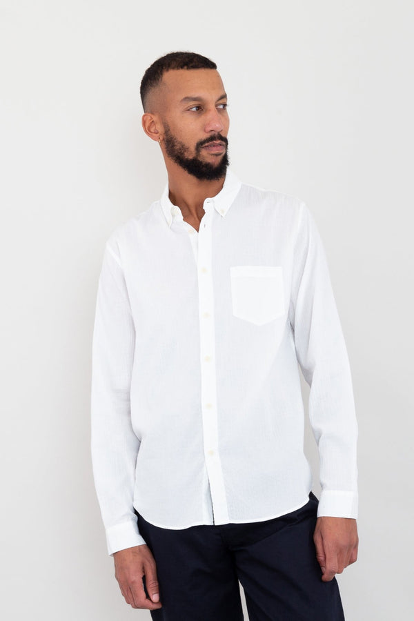 Folk Relaxed Fit Shirt - White Texture