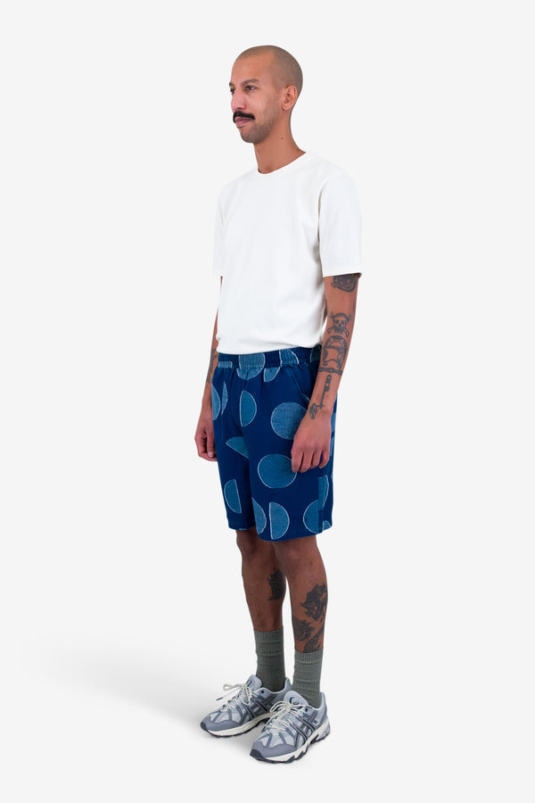 Folk Relaxed Short - Indigo Circle Jacquard