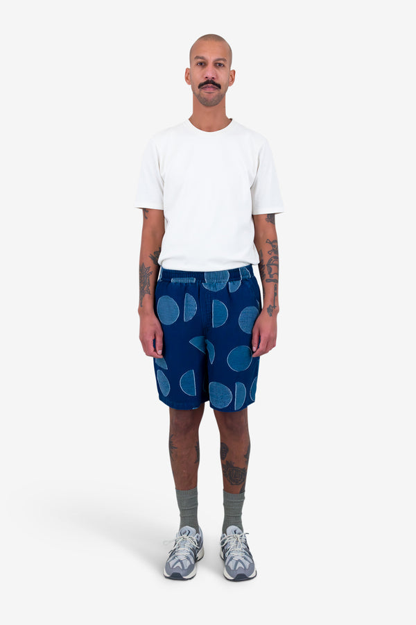 Folk Relaxed Short - Indigo Circle Jacquard