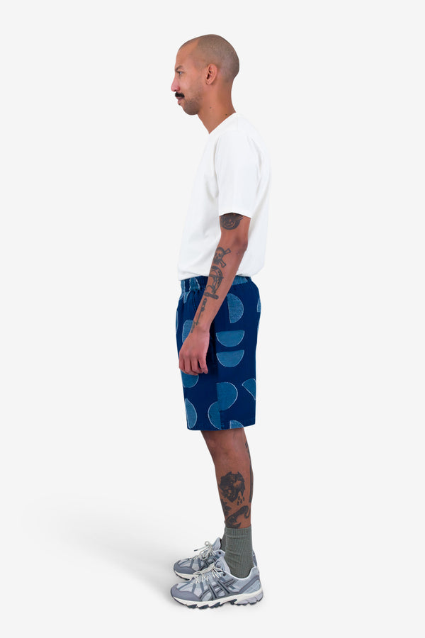 Folk Relaxed Short - Indigo Circle Jacquard