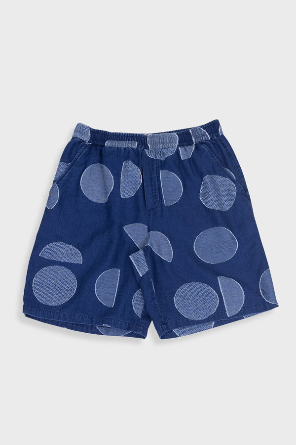 folk Relaxed Short - Indigo Circle Jacquard