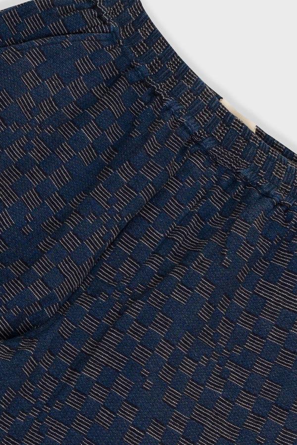 Folk Relaxed Short - Indigo Mix Checkerboard