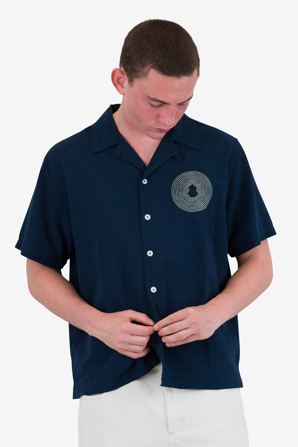 Folk Relaxed Soft Collar Shirt - Navy