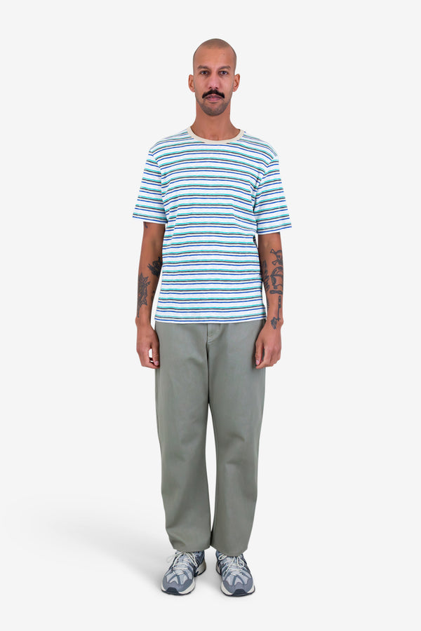 Folk Short Sleeve Multistripe T-Shirt - Ecru Mix