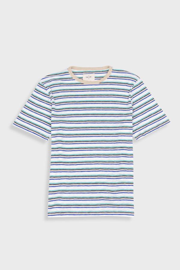folk Short Sleeve Multistripe T-Shirt - Ecru Mix