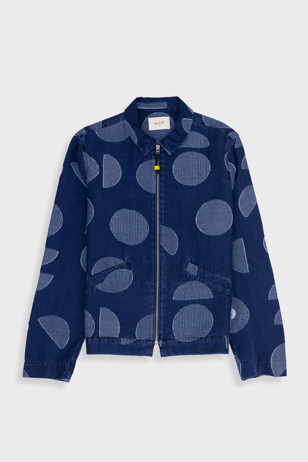 folk Signal Blouson - Indigo Circle Jacquard