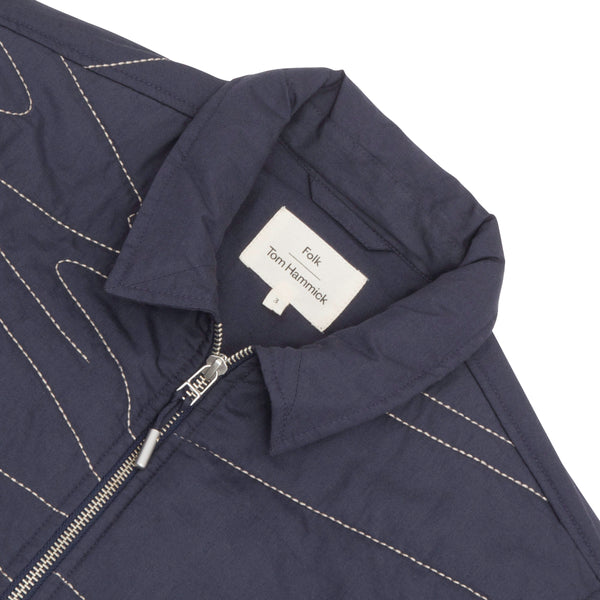 Folk Signal Blouson - Navy Quilt Ecru Embroidery TH
