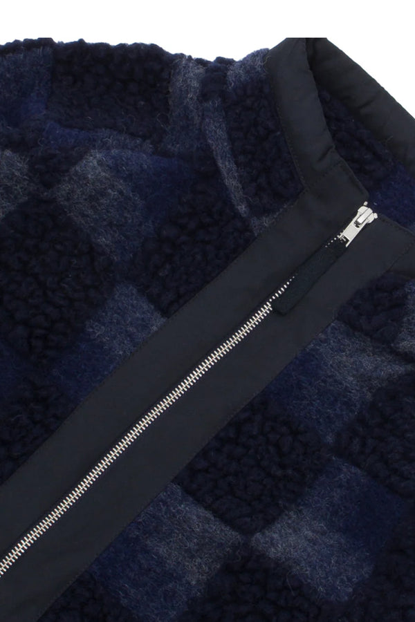 Folk Signal Fleece - Navy Checkerboard