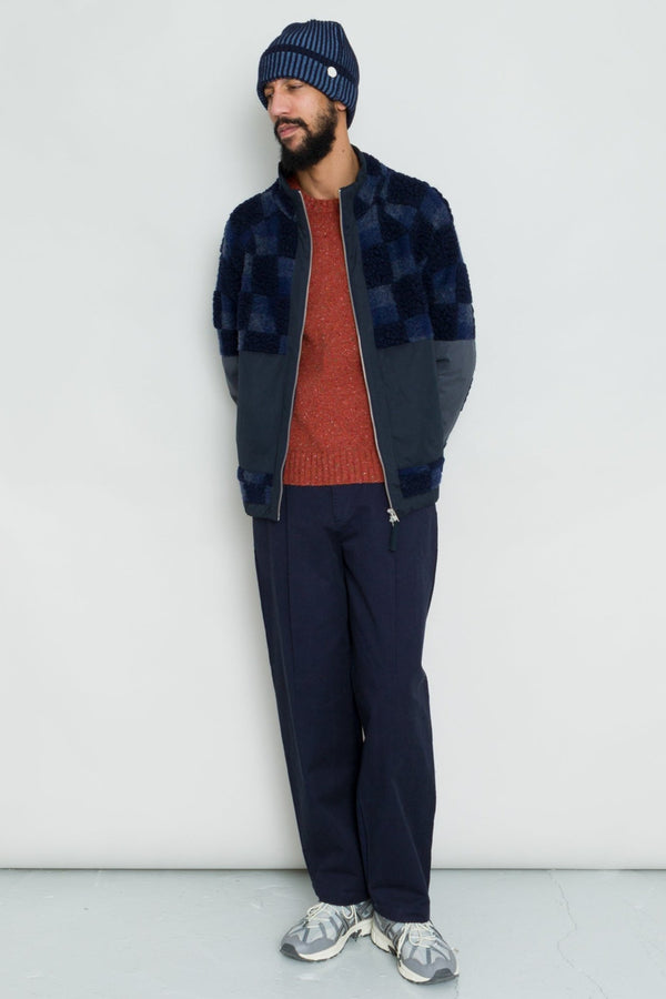 Folk Signal Fleece - Navy Checkerboard