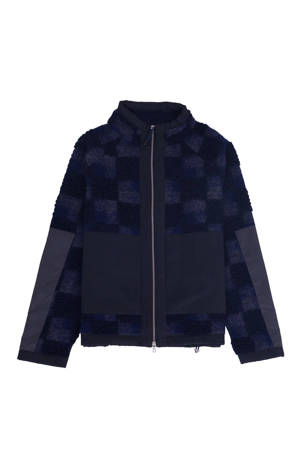folk Signal Fleece - Navy Checkerboard
