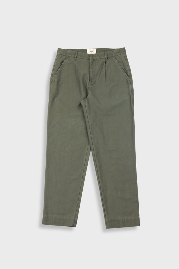 folk Signal Pant - Dark Olive Slub