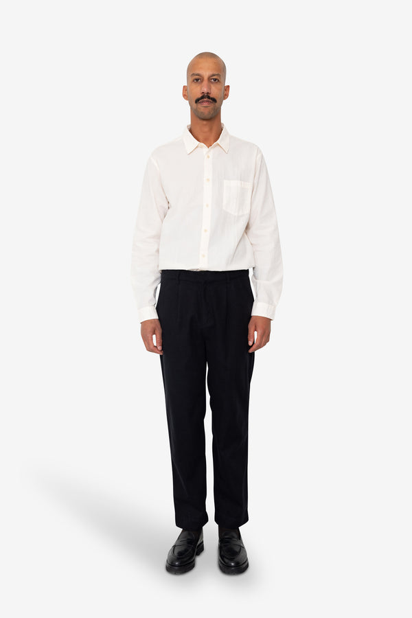 Folk Signal Pant - Soft Black Brushed Stripe