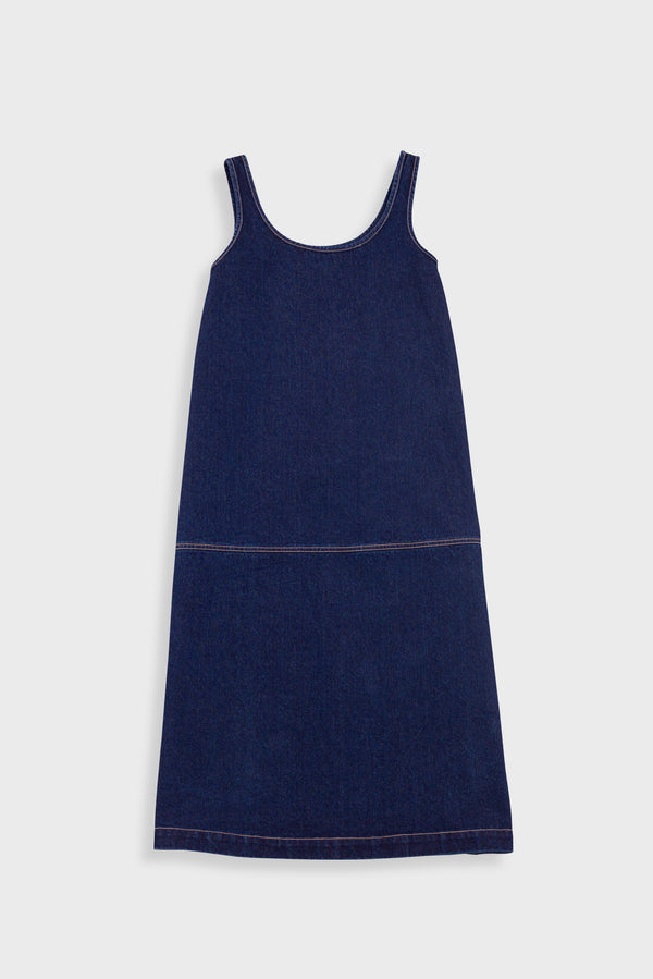 folk Slip Dress - Indigo Denim