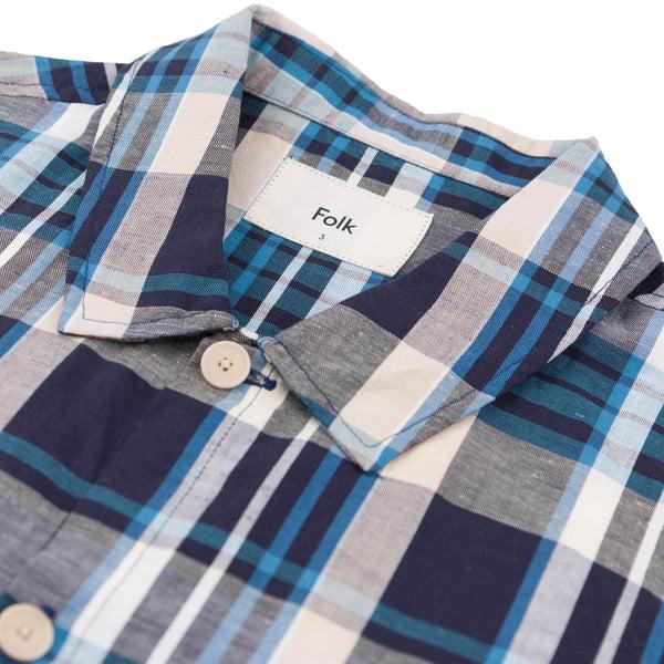 Folk SS Seoul Shirt - Yellow Cyan Check