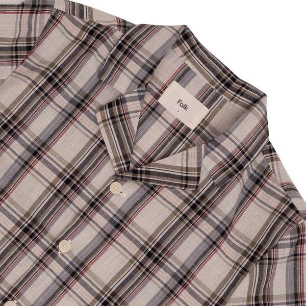Folk SS Soft Collar Shirt - Natural Black Check