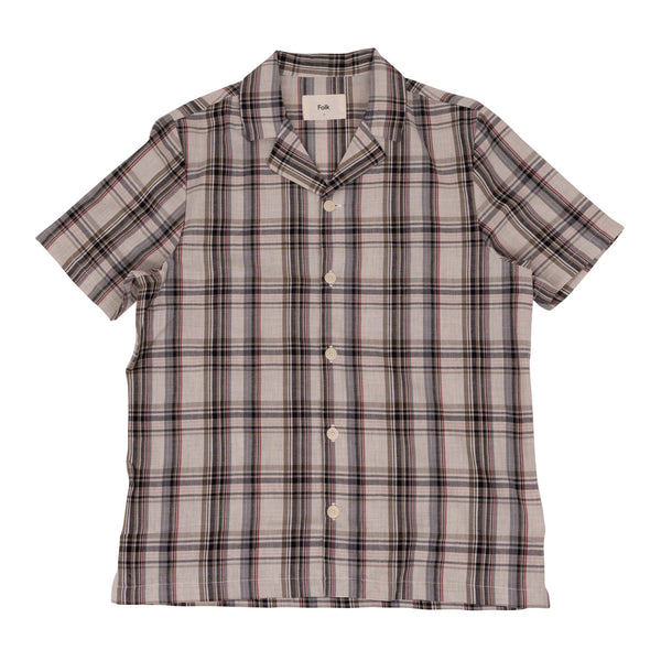 Folk SS Soft Collar Shirt - Natural Black Check