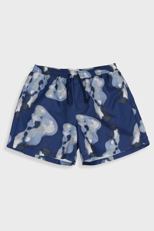 folk Swimshort - Indigo Shadow Print