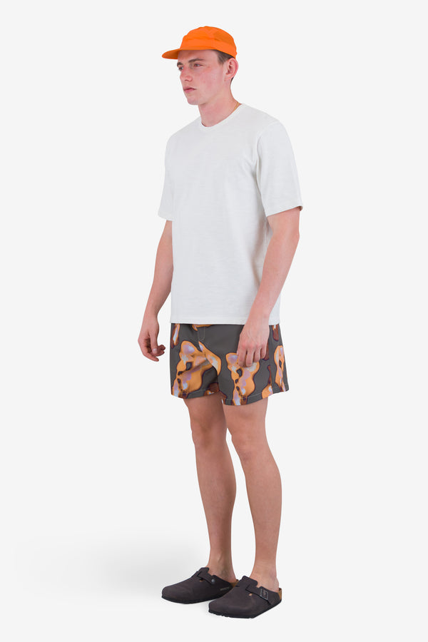 Folk Swimshort - Orange / Sage Shadow Print