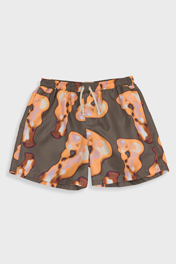 folk Swimshort - Orange / Sage Shadow Print