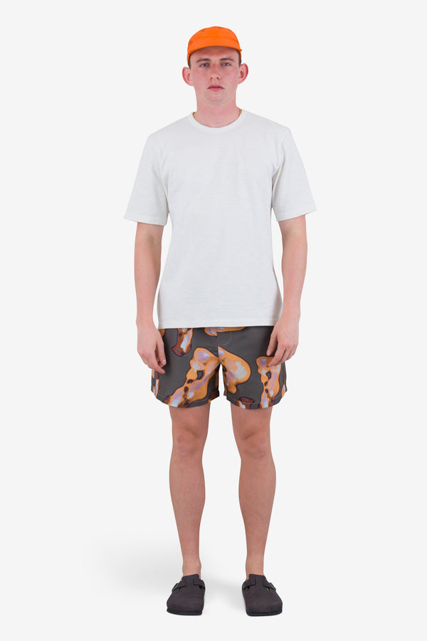 Folk Swimshort - Orange / Sage Shadow Print
