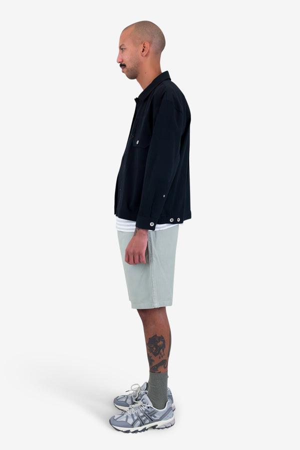 Folk Trucker Jacket - Black Seersucker