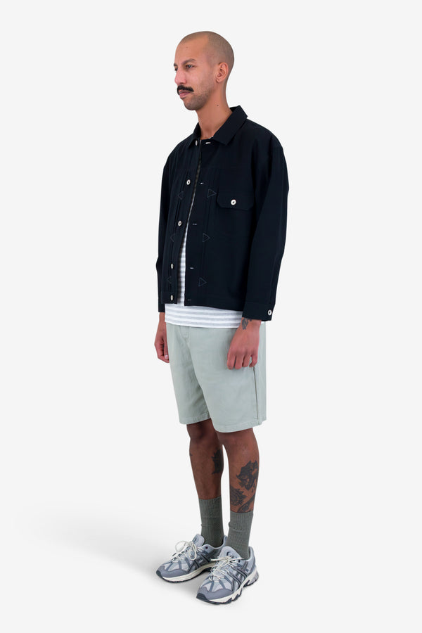 Folk Trucker Jacket - Black Seersucker