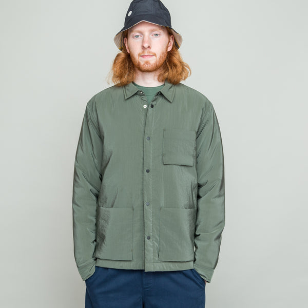 Folk Wadded Assembly Jacket - Olive Nylon Texture