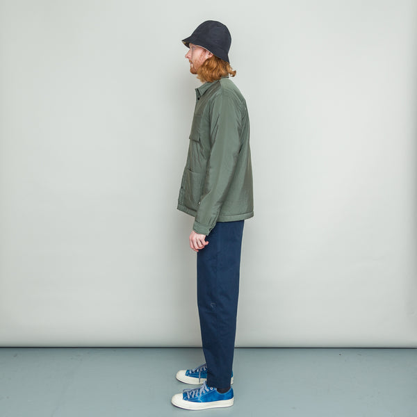 Folk Wadded Assembly Jacket - Olive Nylon Texture