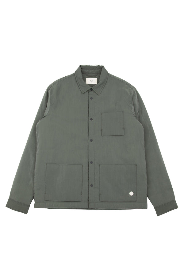 folk Wadded Assembly Jacket - Olive Nylon Texture
