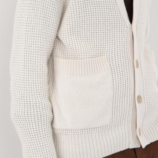 Folk Waffle Cardigan - Ecru