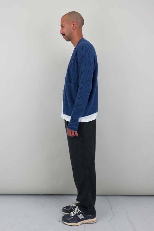 Folk Waffle Cardigan - Soft Blue Melange