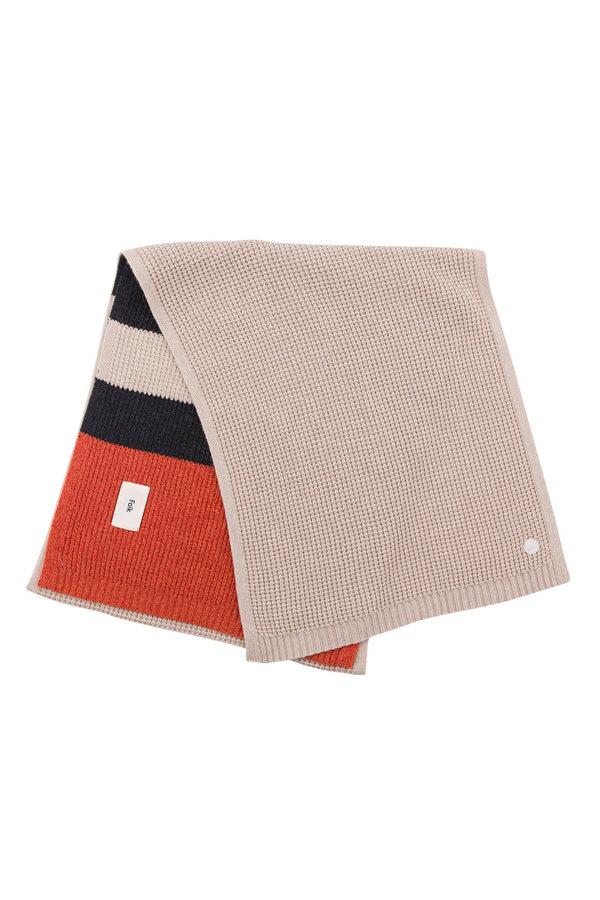 folk Waffle Scarf - Ash Stripe