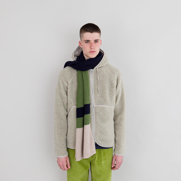 Folk Waffle Scarf - Navy Stripe FP59