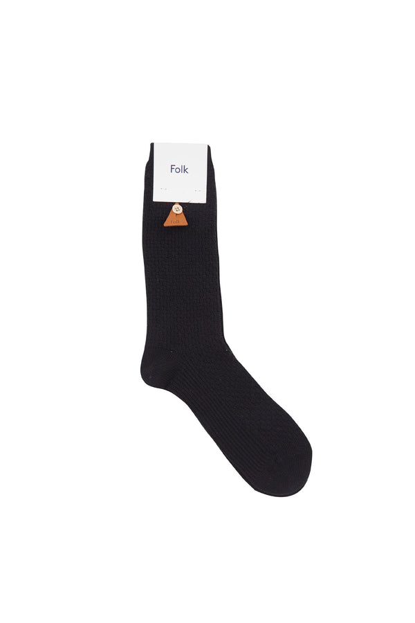 folk Waffle Sock - Black