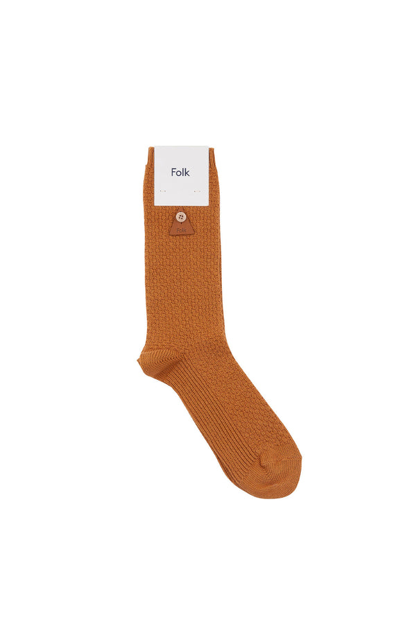folk Waffle Sock - Ochre