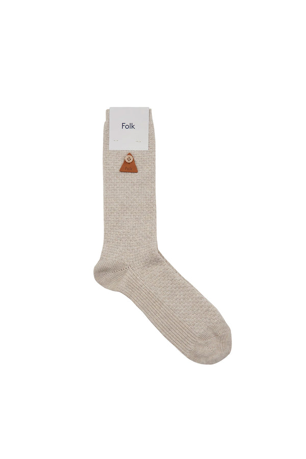folk Waffle Sock - Stone Melange