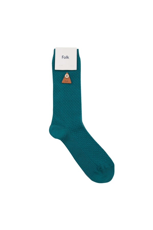 folk Waffle Socks - Alpine Green